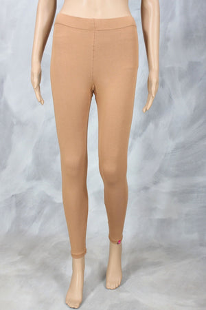 Beige 4-Way Stretch Lycra Ankle Leggings