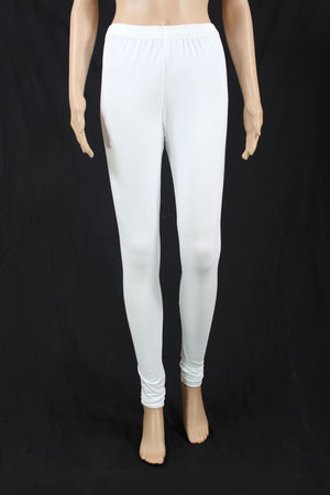 White 4-Way Stretch Lycra Leggings - Sleek Fit
