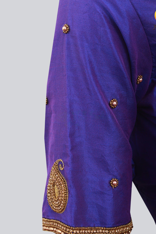 Gorgeous Violet Aari Work Silk Fabric Blouse For Women