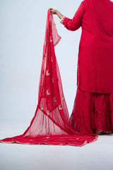 Plus Size: Georgette Sharara Suit: Embroidered Elegance with Sequin