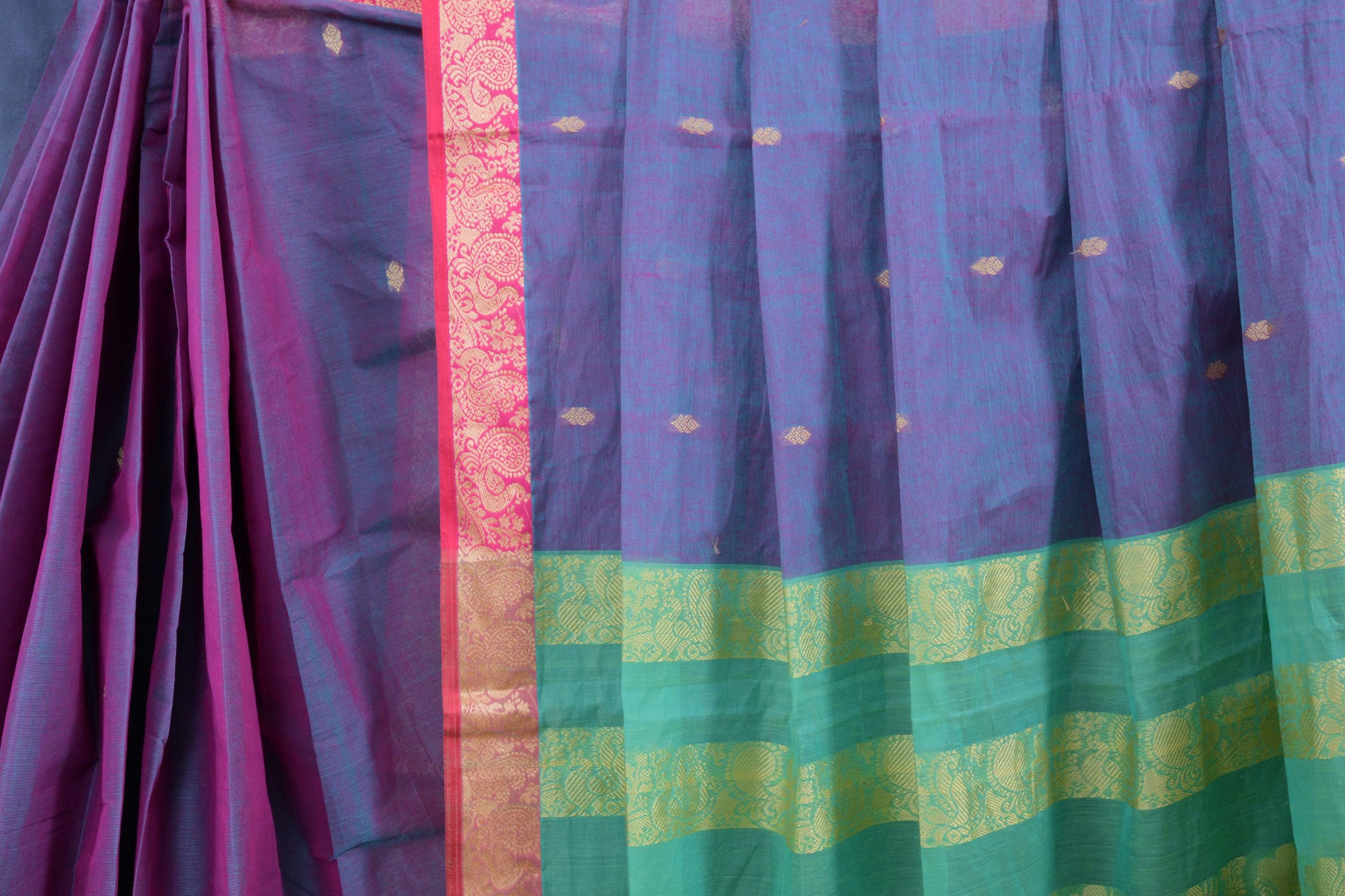 Premium 6 3/4 Yard Cotton Saree with Rich Pallu - Ethnic Elegance Saree JCS Fashions