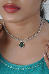 Dazzling Silver Polish Stone Necklace & Earrings Set by JCS Fashions