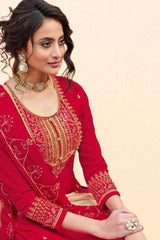 Red Salwar Set with Dupatta: Vibrant Elegance | JCSFashions