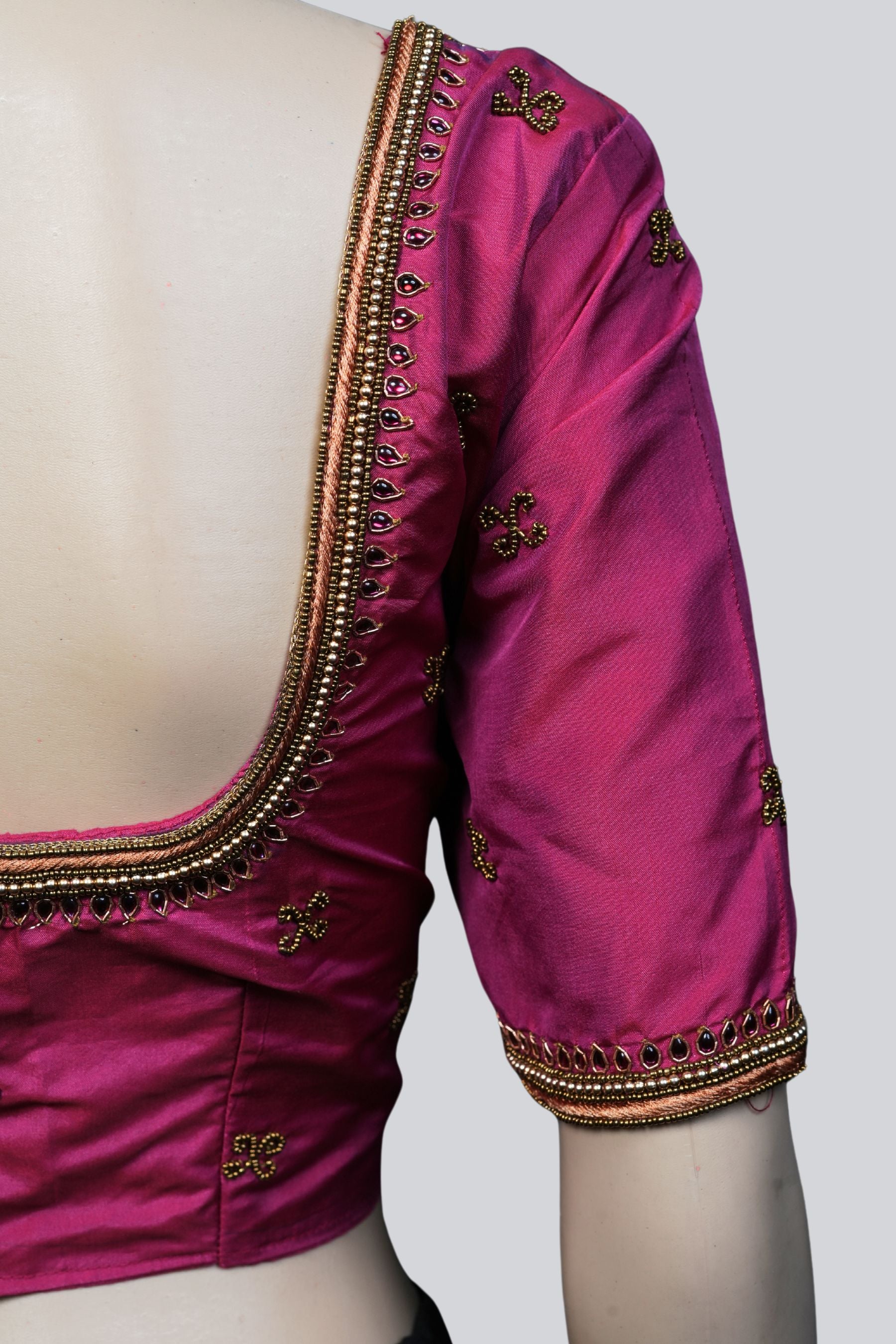 Pink Elegance: Beautiful Aari Work Blouse at JCSFashions Blouse JCS Fashions