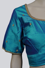 Aari Work Blouse in Stunning Blue - Exquisite Craftsmanship |JCSFashions