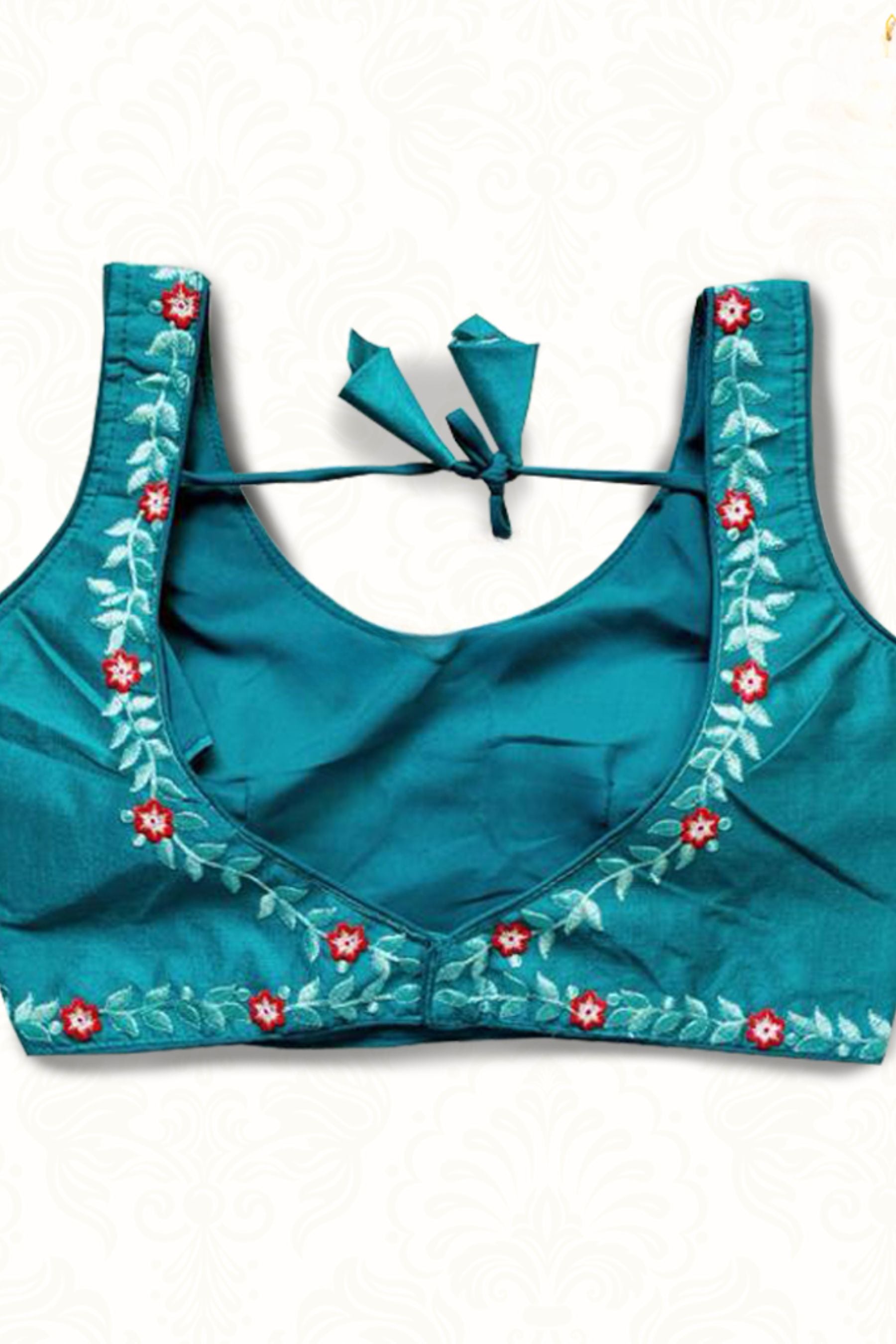 Heavy Phantom Silk Blouse with tone to tone machine embroidery work Blouse JCS Fashions