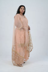 Plus Size: Ethnic Elegance: Soft Net Sharara in Peach