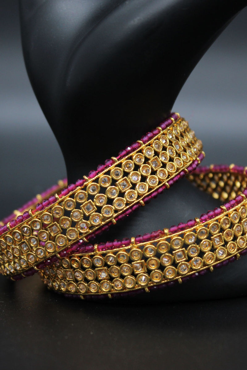 Radiate Elegance: Gold-Polished Stone Bangles | JCS Fashions