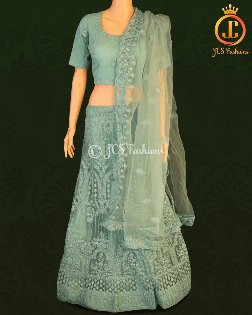 Heavy Designer Lehenga in Blueish Green LEHANGA JCS Fashions Pleasant Green Medium (38)