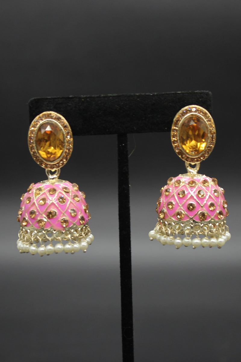 Kundan Jhumka Earrings With stones. Multiple Colors Available