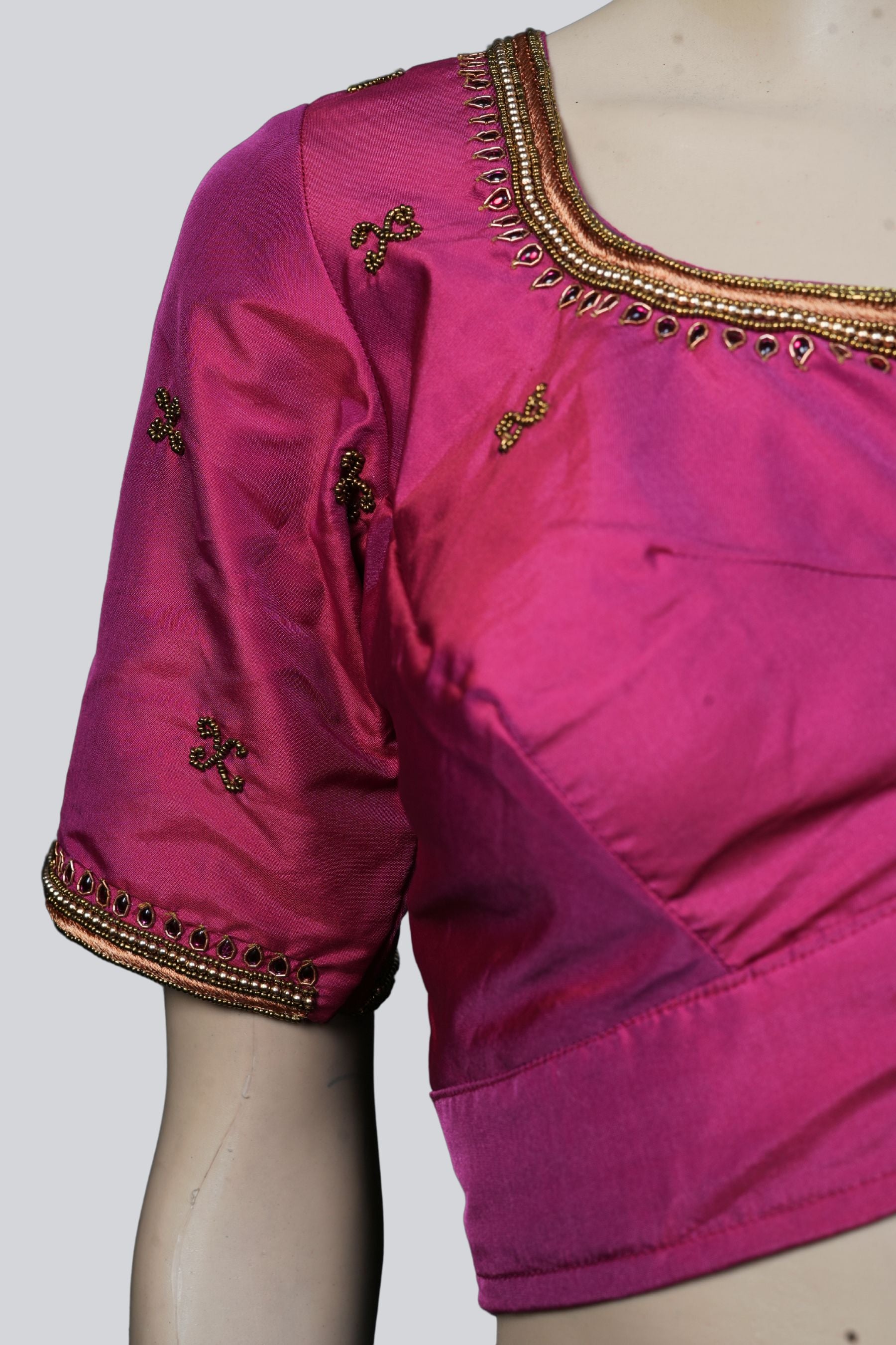 Pink Elegance: Beautiful Aari Work Blouse at JCSFashions Blouse JCS Fashions