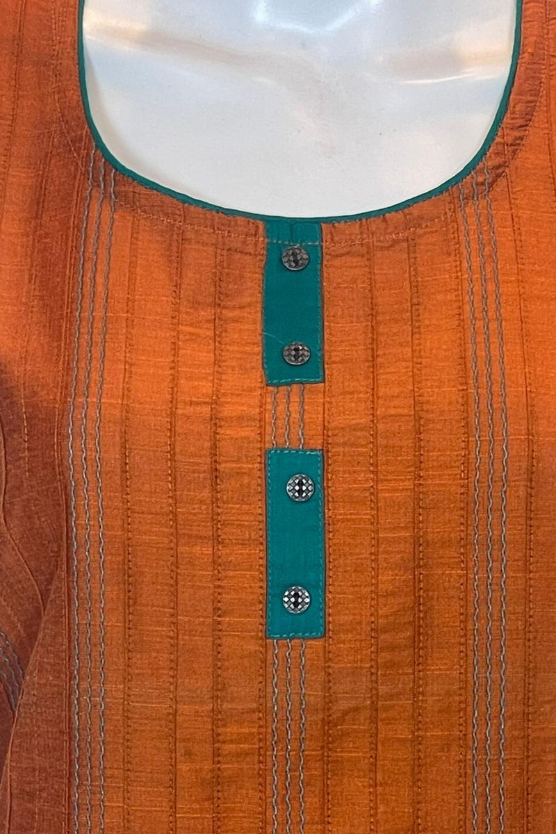 Chic Short Cotton Kurti: 27", Stylish Attached Sleeves - JCSFashions