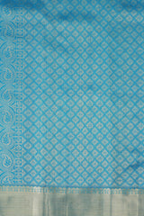 Blue Kanchipuram Handloom Silk Masterpiece with Grand - View 6 - JCS Fashions