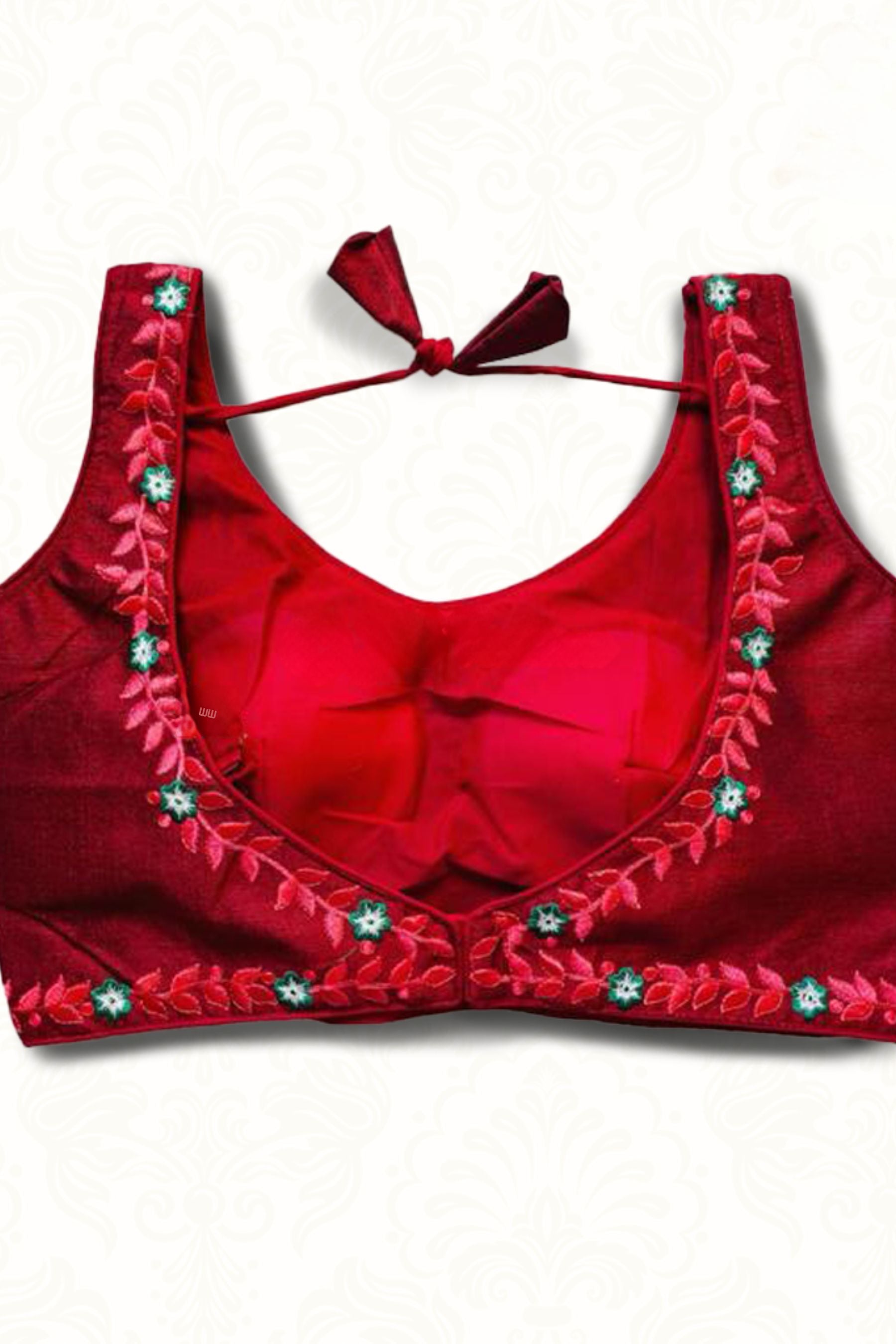 Heavy Phantom Silk Blouse with tone to tone machine embroidery work Blouse JCS Fashions