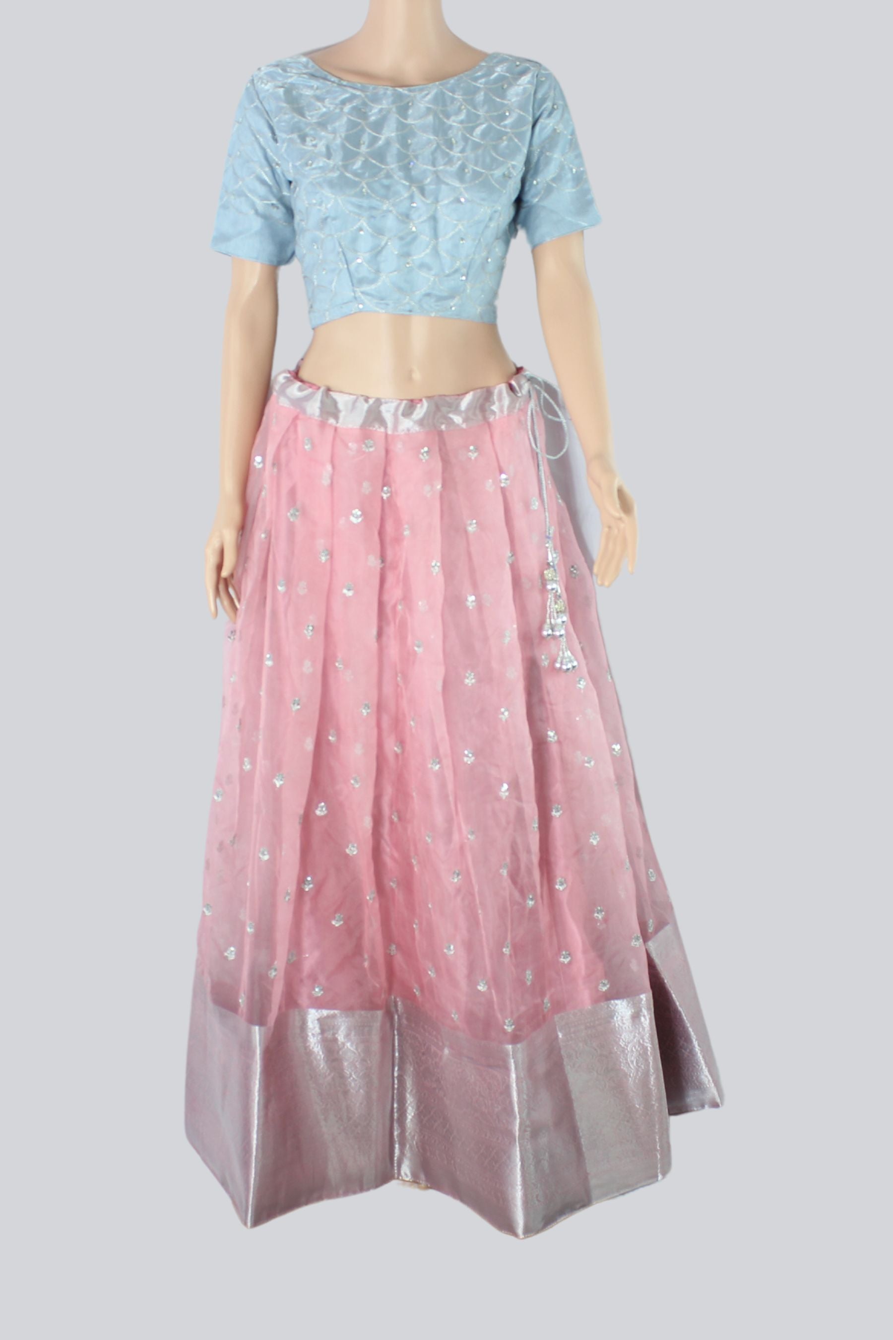 Viscose Thread Worked Kanchipuram Border Lehenga With Blouse LEHANGA JCS Fashions