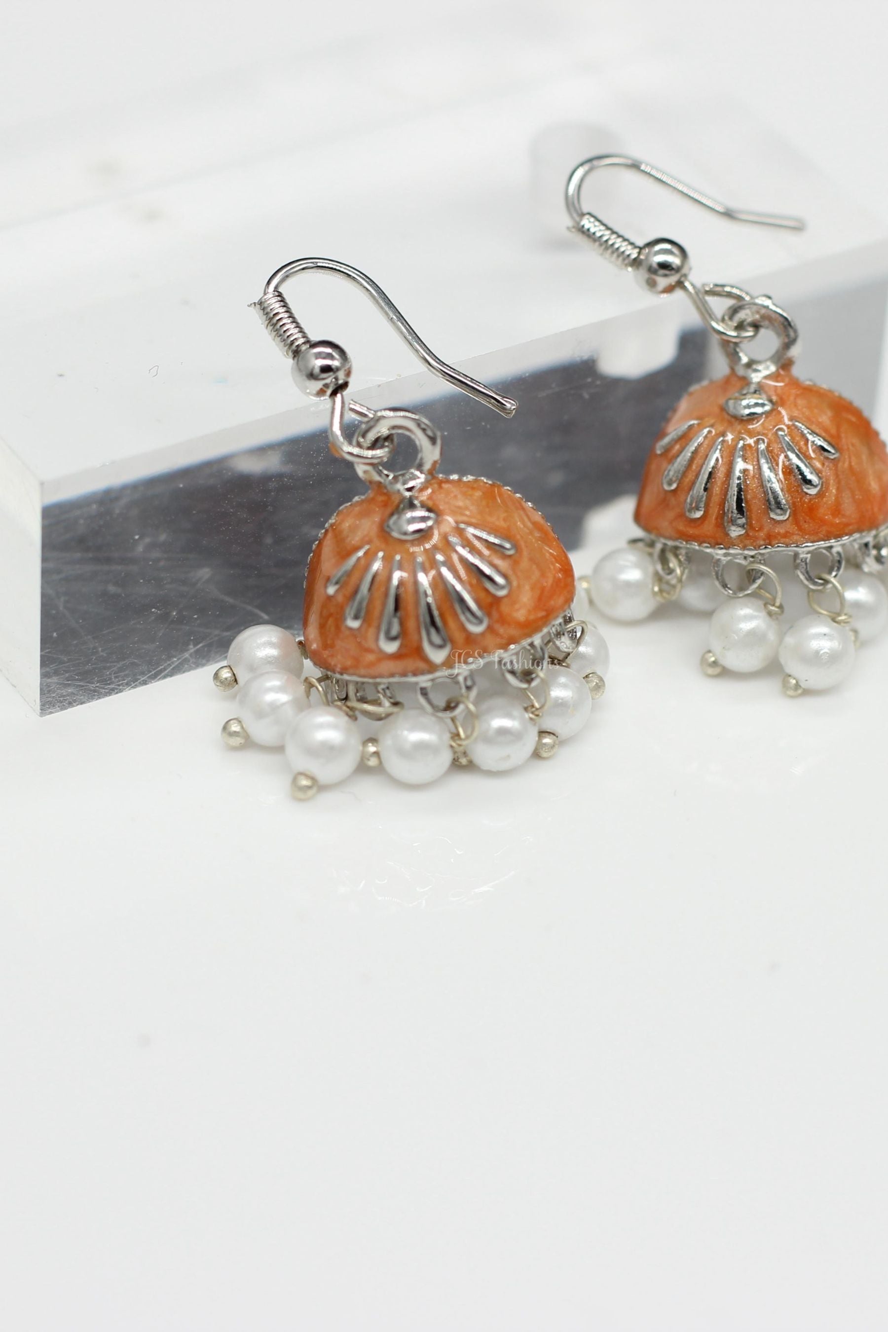 Jhumka Earrings With Imitation Pearls For Women, Hoop type Jewelry JCS Fashions