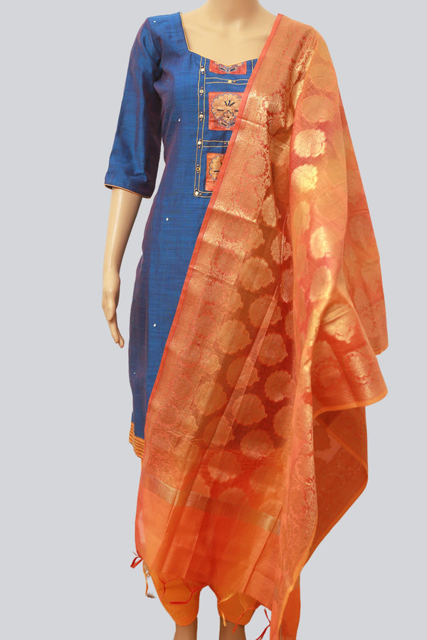 Luxurious Indian Salwar with Silk Top with Banarasi Silk Dupatta
