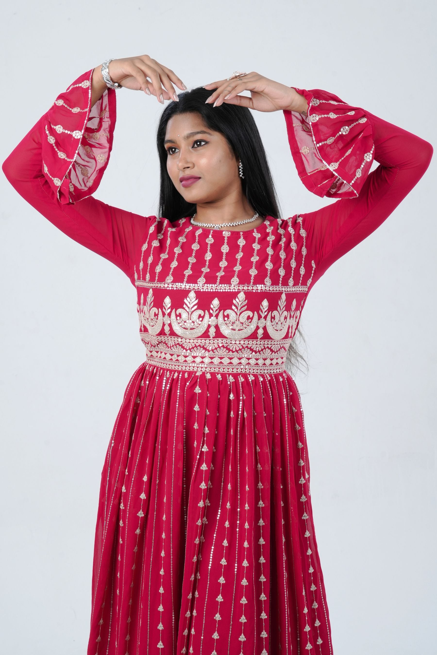 Divine Embroidered Real Georgette Kurti Top by JCS Fashions KURTI JCS Fashions