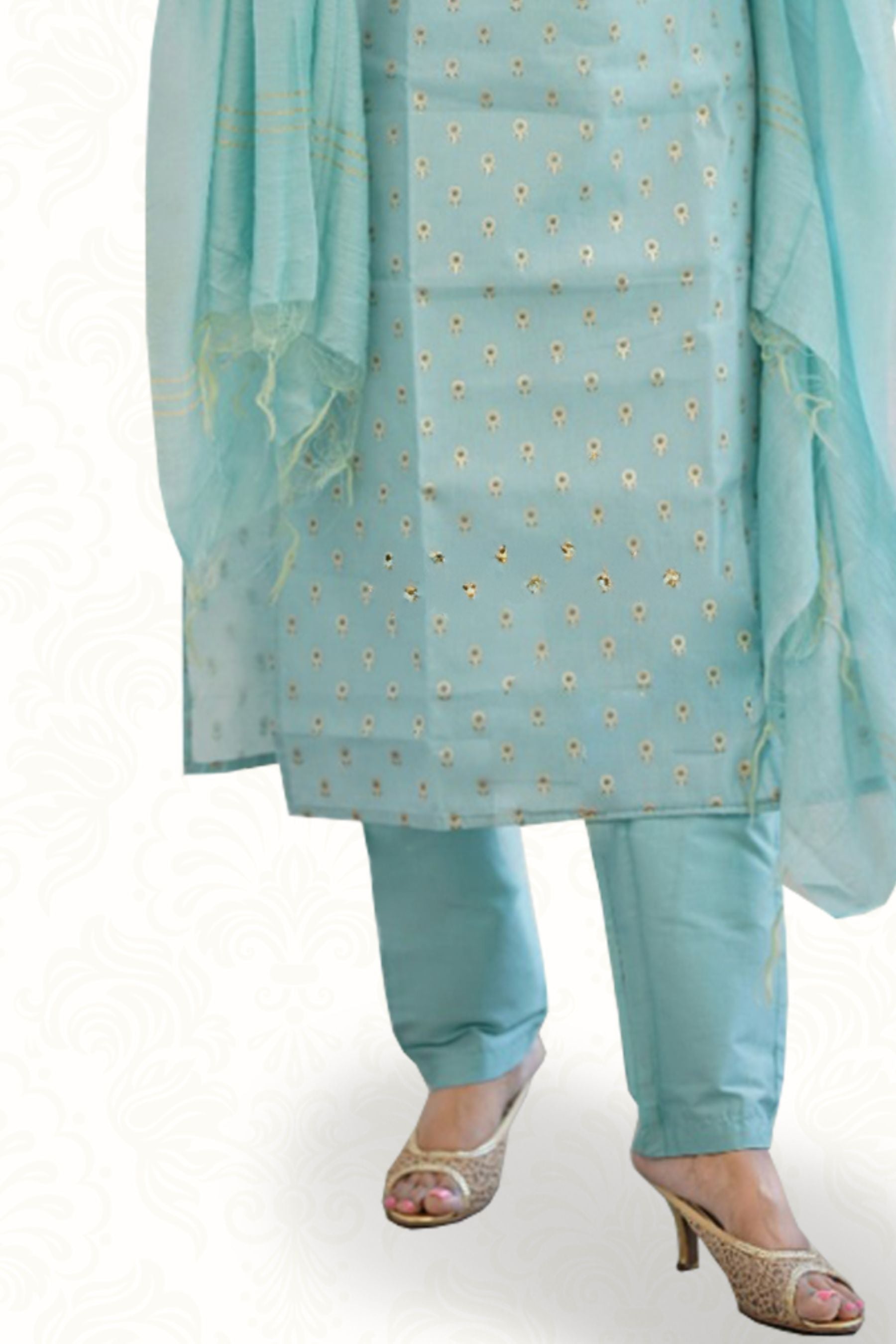 Chanderi Salwar with cotton lining having Meena zari butti KURTI JCS Fashions