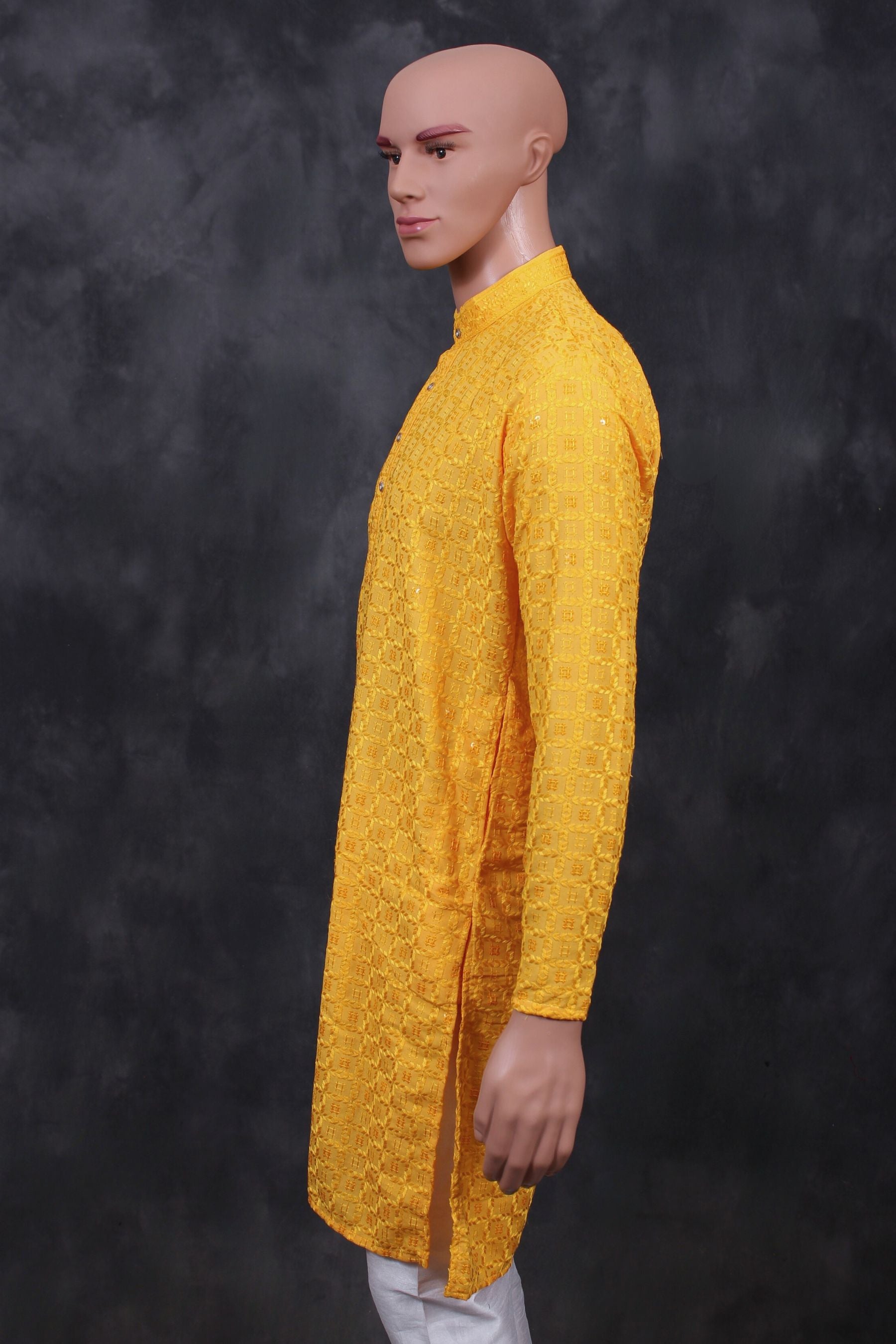 Men's Luxurious Lakhnavi Kurta - Elegant, Handcrafted Ethnic Ensemble