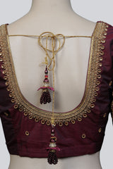 Luxurious Aari-Work Bridal Blouse with Fancy Tassels by JCS Fashions