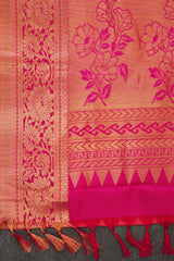 Red Double Warp Handloom Silk Saree with Design Borders - View 5 - JCS Fashions