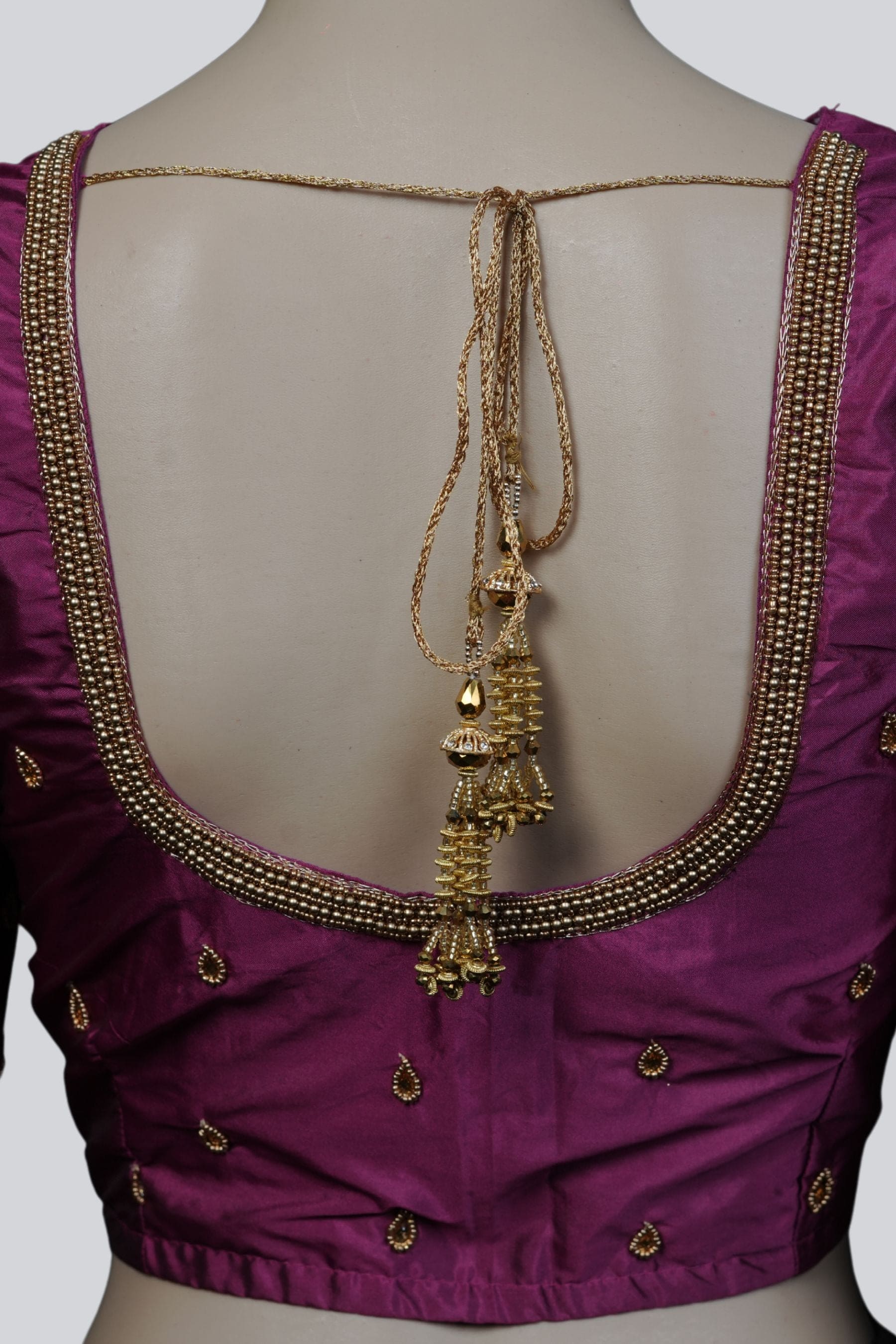 Exquisite Bridal Blouse with Heavy Maggam Work and Fancy Tassels Blouse JCS Fashions