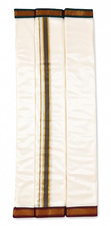 Pattu Dhoti With Ganga Jamuna Border, Art Silk