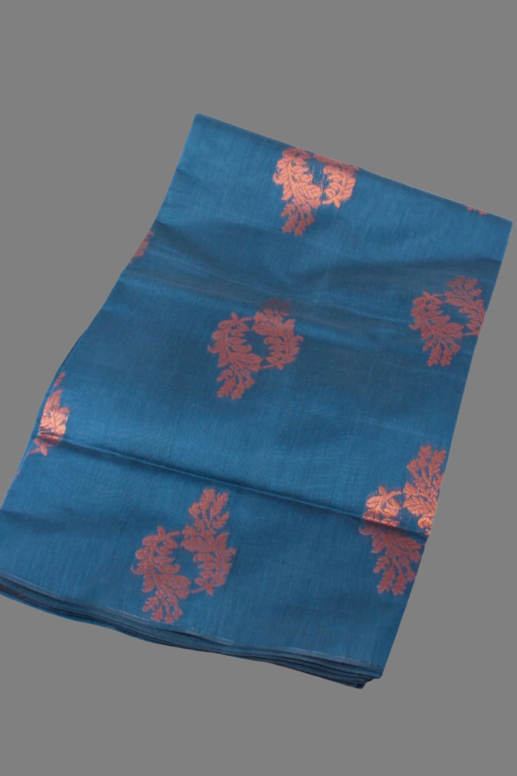 Elegant Pure Silk Cotton Saree with Bold Motifs - Borderless Design Saree JCS Fashions Blue 5.5 meters
