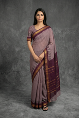 Elegant Poly Cotton Floral Brown Saree for Daily and Festive Wear - AI Model Photo 1