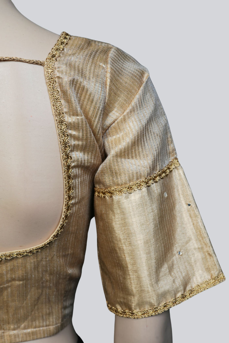 Radiant Gold: Elevate Your Style with Tissue Silk Blouse at JCSFashions