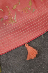 Satin Tussar Silk Saree With Thread Work and Fully Stitched Blouse