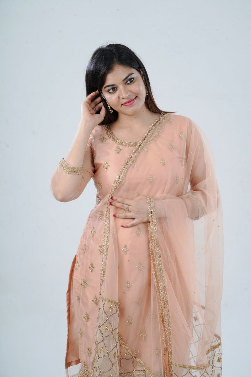 Ethnic Elegance: Soft Net Sharara - Perfect for Special Occasions