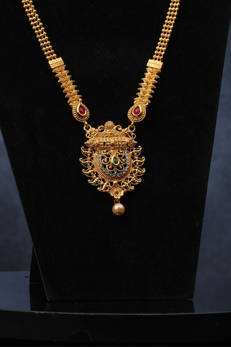 Radiant Elegance: Micro Gold Neck Set with Stunning Earrings - JCSFashions