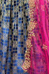 Allover Weaving Design Banarasi Pattu Pavadai With Kanchi Border
