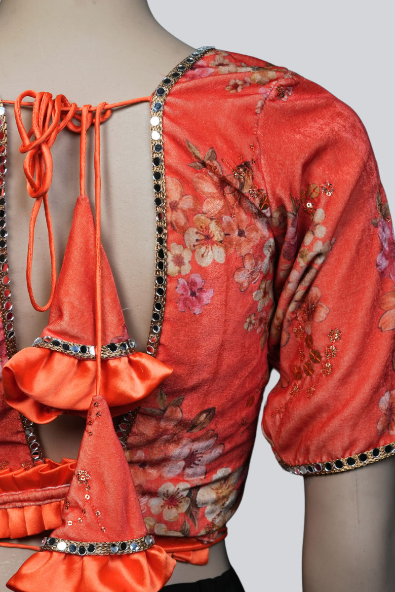 Sabyasachi Elegance: Orange Inspired Blouse – Exquisite Fashion