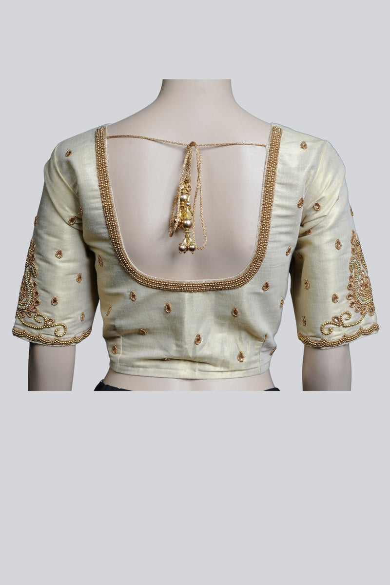 Maggam Work Blouse with Heavy Embellishments and Fancy Tassels