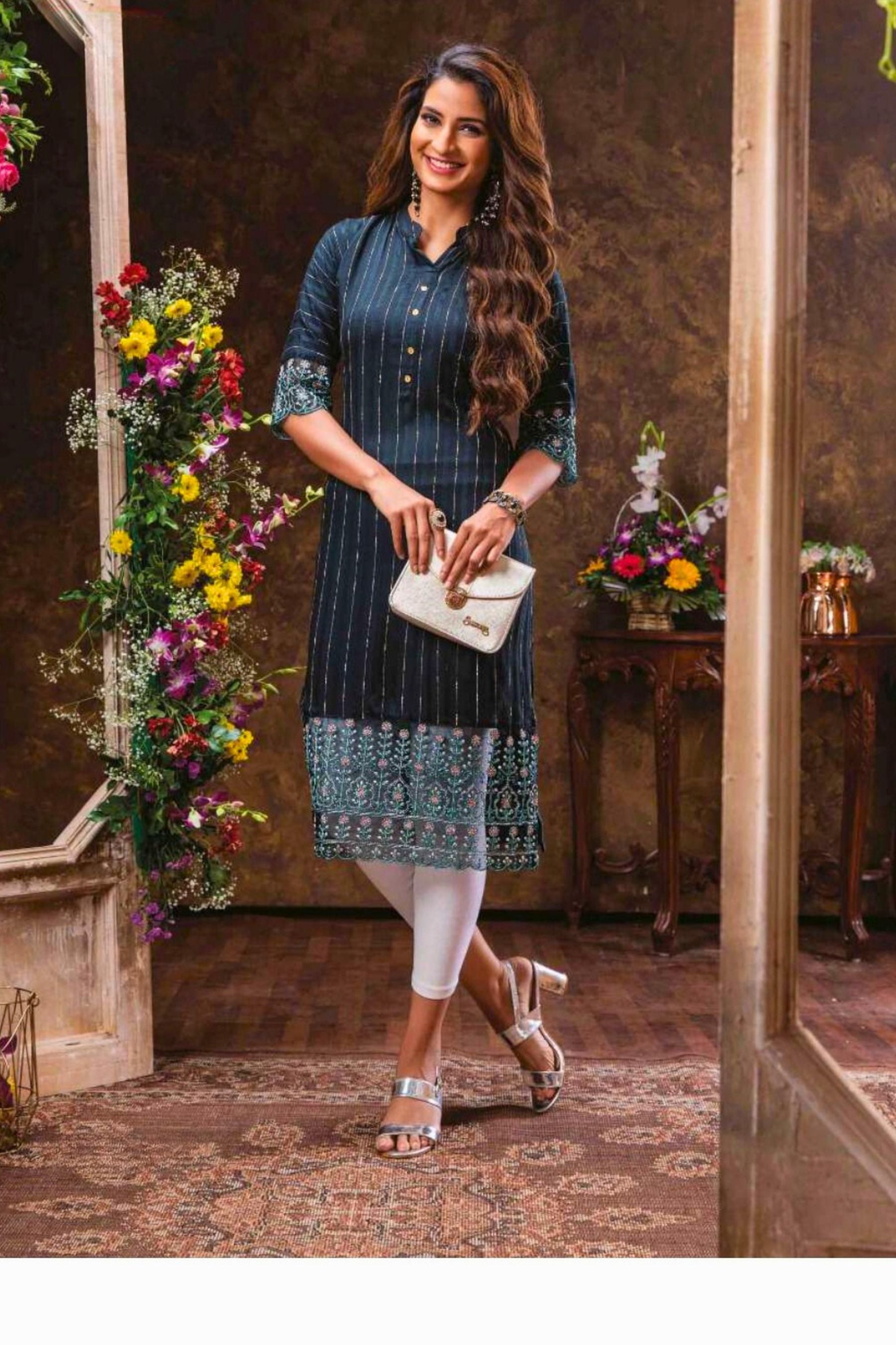 Luxury Rayon Embroidery Kurti: Stylish, Chic and Finest Quality Kurti JCS Fashions Bottle Green XX-Large (44)