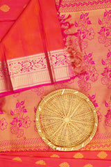Red Double Warp Handloom Silk Saree with Design Borders - View 6 - JCS Fashions
