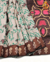 Chanderi silk saree with glamorous pochampally prints