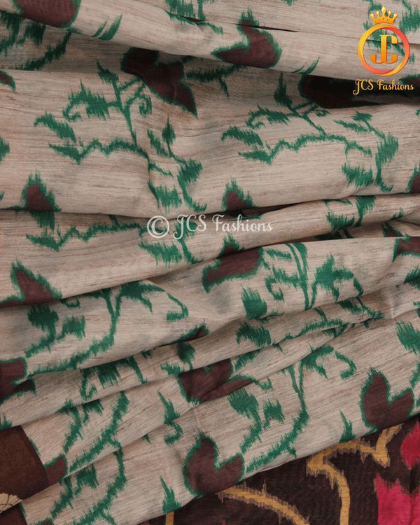 Chanderi silk saree with glamorous pochampally prints