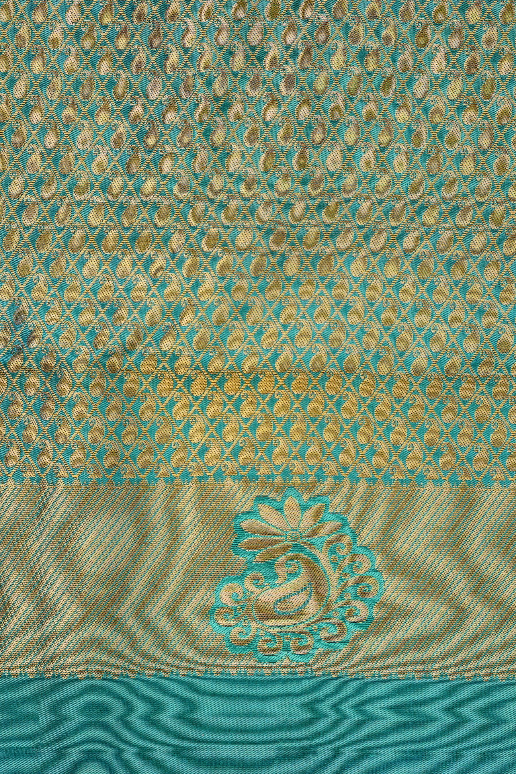 Red Handloom Silk Saree with Grand Pallu & Stitched - View 8 - JCS Fashions