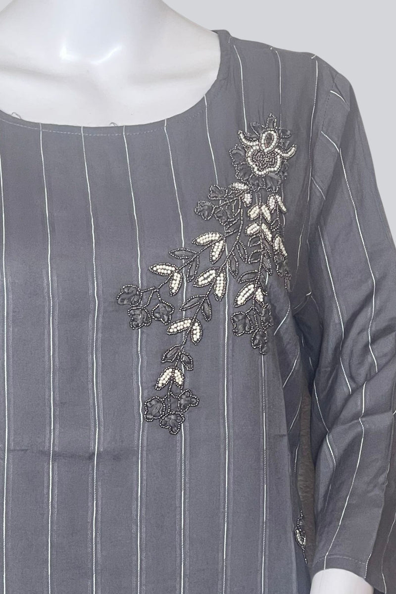 Embroidered Elegance: Designer Rayon Kurti with Beads |JCS Fashions