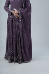 Elegant Georgette Gown with Sparkling Sequins and Silk Santoon Pants