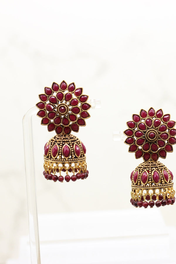 Antique Gold Jhumka Earrings: Elegant Beads, Explore Chic Glam