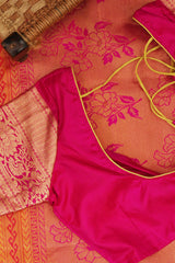 Red Double Warp Handloom Silk Saree with Design Borders - View 7 - JCS Fashions