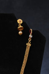 Radiant Elegance: Micro Gold Polish Neck Set with Stunning Earrings