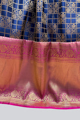 Allover Weaving Design Banarasi Pattu Pavadai With Kanchi Border