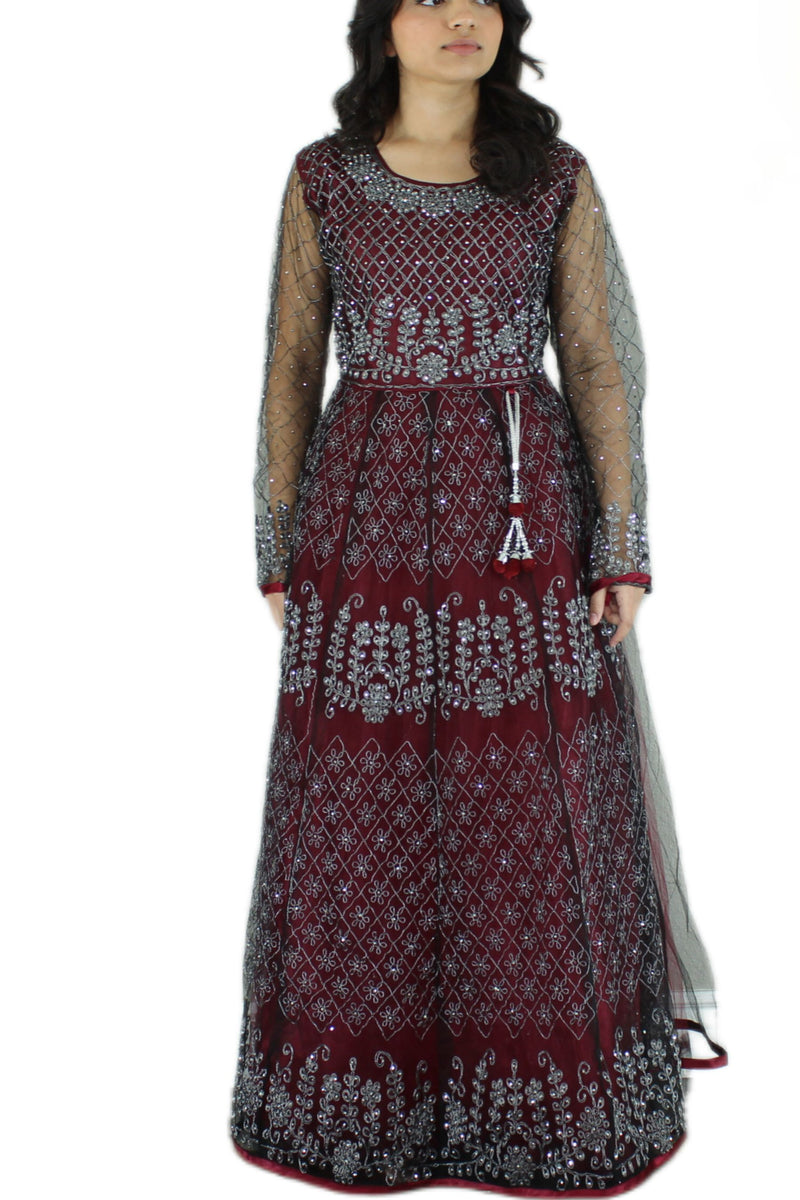 Exquisite Mother-and-daughter combo Stone work long dress