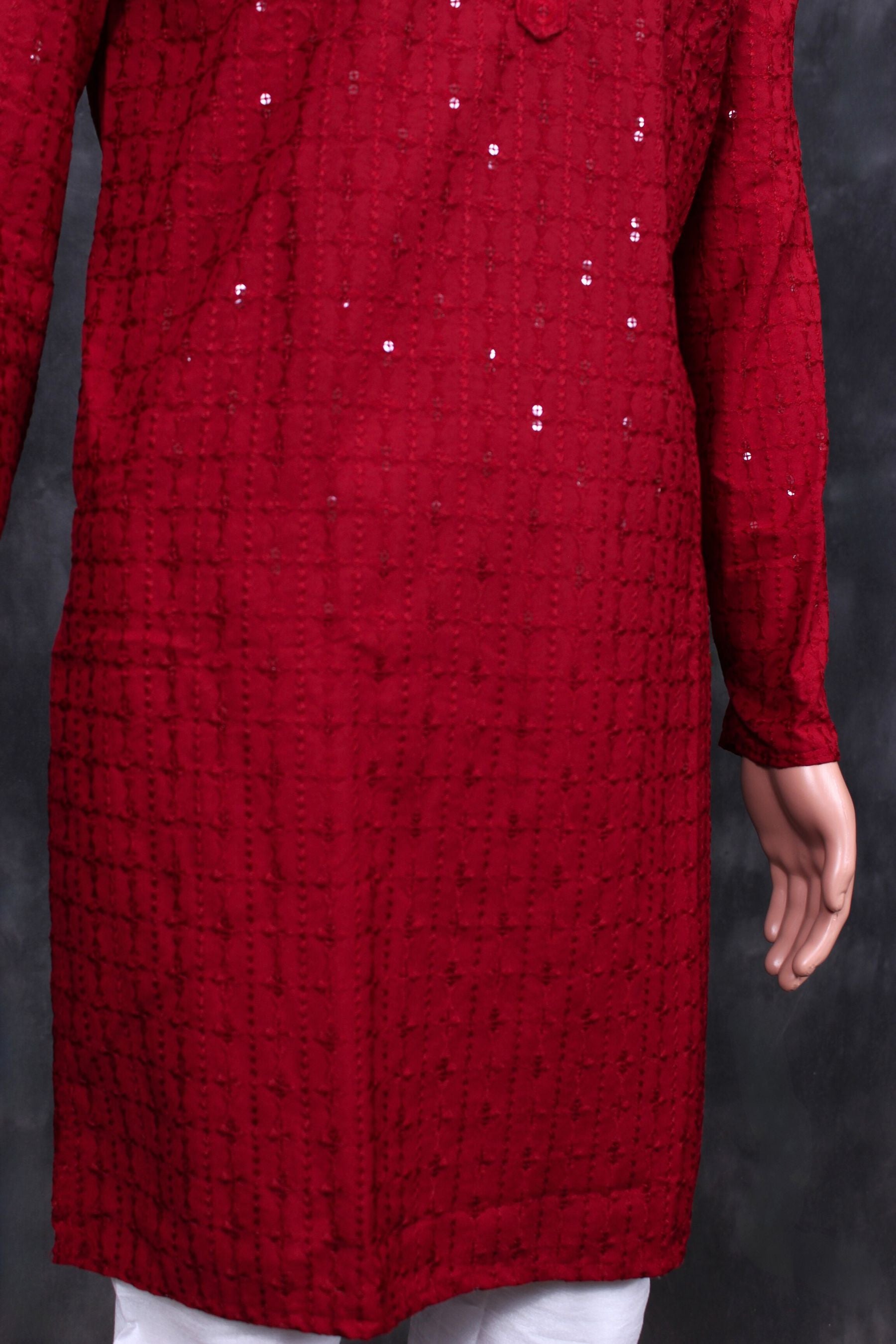 Handcrafted Men's Lakhnavi Kurta with Resham Embroidery - JCS Fashions
